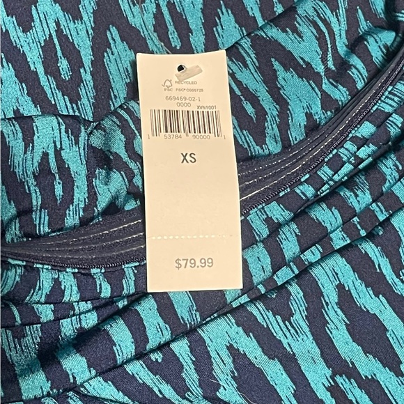 Banana Republic Print Strapless Knit Maxi Dress Maritime Blue Size XS NWT - Picture 7 of 13